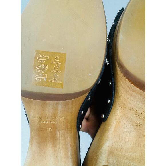 rag & bone Women's Black Mara Slip On Studded Platform High Heel Clogs size 7 - Picture 7 of 9